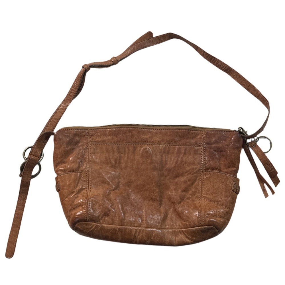 FRYE brown leather zip crossbody purse.